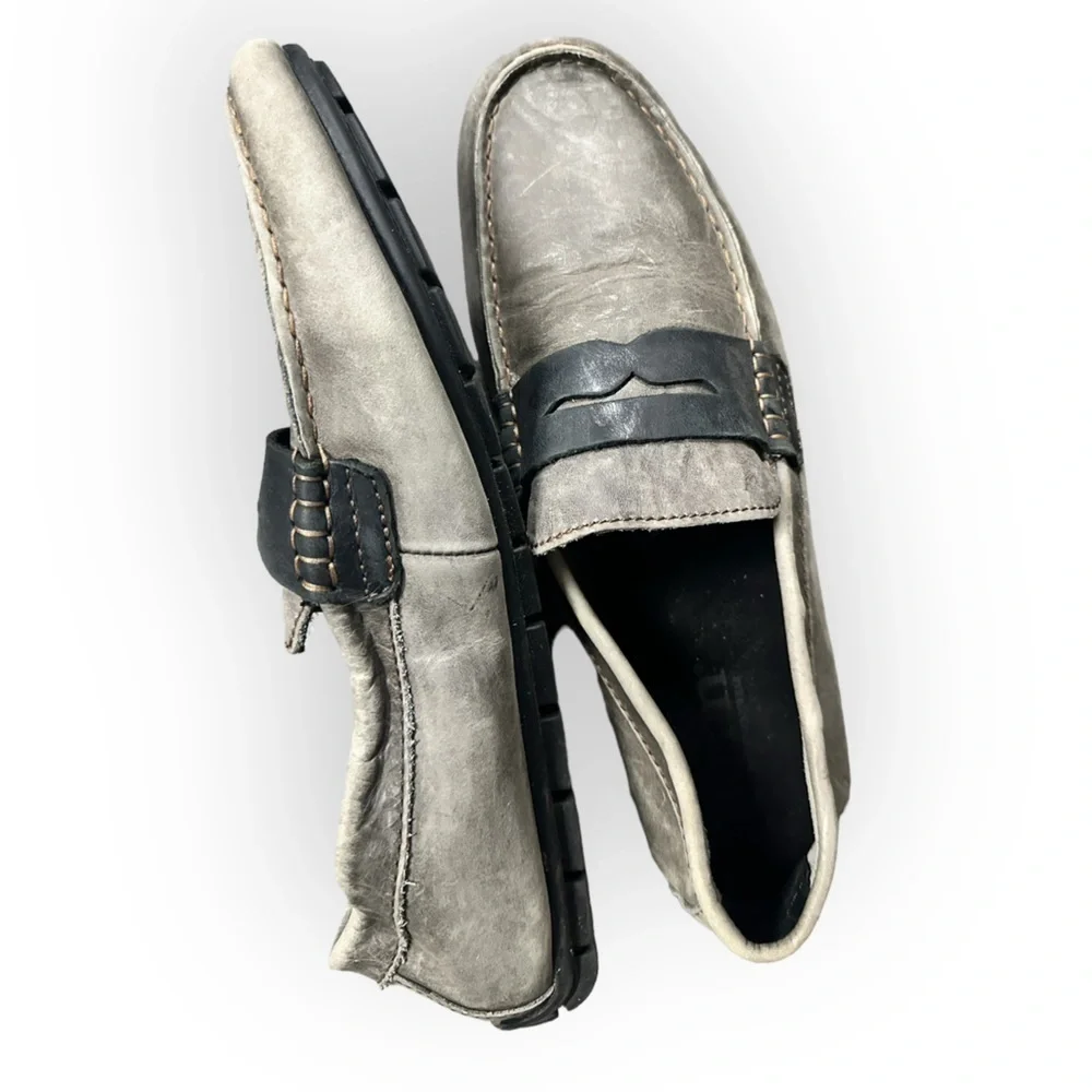 Born Andes Gray Black Leather Loafer Size 10.5